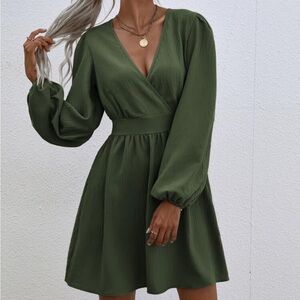 NWOT Green V-Neck Dress